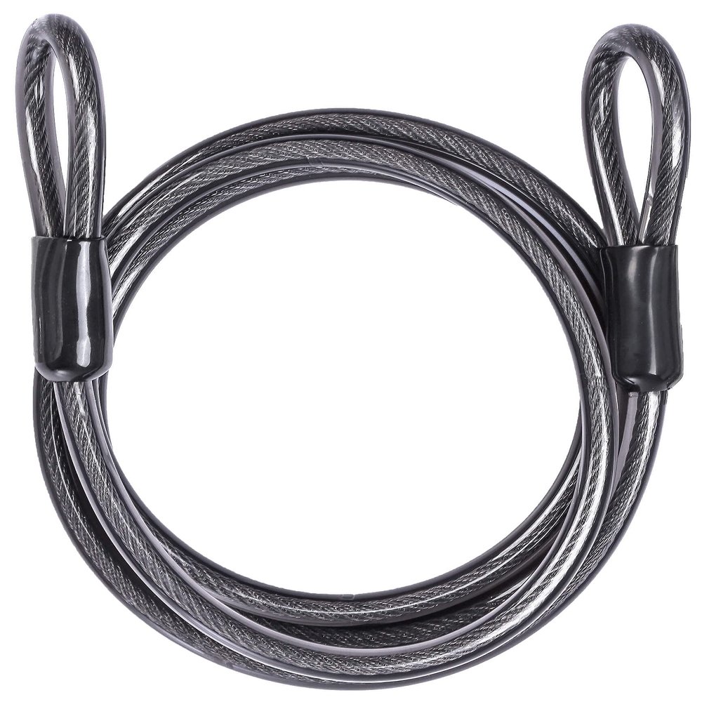 DELSWIN Security Steel Cable with Loops - 3/8 inch (10 mm) Thick (6' or 15') Heavy Duty Bike Lock Cable Vinyl Coated Braided Cables for U-Lock and Padlock