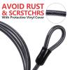 DELSWIN Security Steel Cable with Loops - 3/8 inch (10 mm) Thick (6' or 15') Heavy Duty Bike Lock Cable Vinyl Coated Braided Cables for U-Lock and Padlock view 4