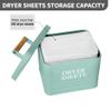 Calindiana Modern Farmhouse Metal Laundry Dryer Sheets Holder Fabric Softener Dispenser with Lid for Laundry Room Decor and Accessories and Space Saving Laundry Room Organization and Storage, Mint view 4