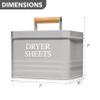 Calindiana Modern Farmhouse Metal Laundry Dryer Sheets Holder Fabric Softener Dispenser with Lid for Laundry Room Decor and Accessories and Space Saving Laundry Room Organization and Storage, Grey view 3