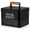 Calindiana Modern Farmhouse Metal Laundry Dryer Sheets Holder Fabric Softener Dispenser with Lid for Laundry Room Decor and Accessories and Space Saving Laundry Organization and Storage, Glossy Black