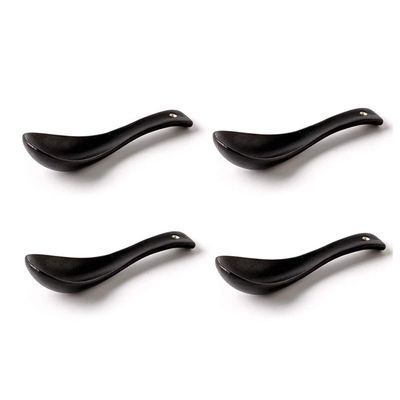 Dessert Spoons Mini Four-piece Household Restaurant Thickened Small Soup Spoon Kitchen Tool Seasoning Spoon Oatmeal Breakfast Spoon Chinese Rice Spoon Spoons (Size : Small)