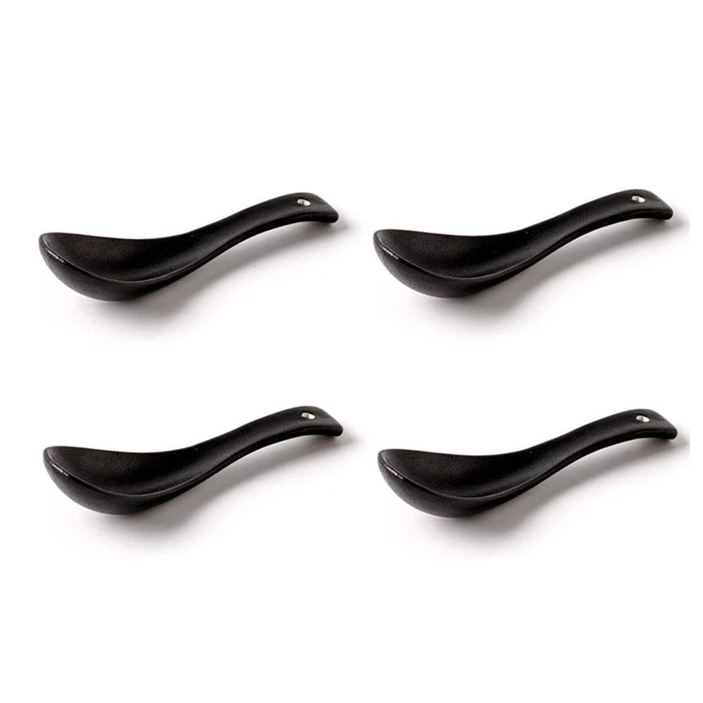 Dessert Spoons Mini Four-piece Household Restaurant Thickened Small Soup Spoon Kitchen Tool Seasoning Spoon Oatmeal Breakfast Spoon Chinese Rice Spoon Spoons (Size : Small)