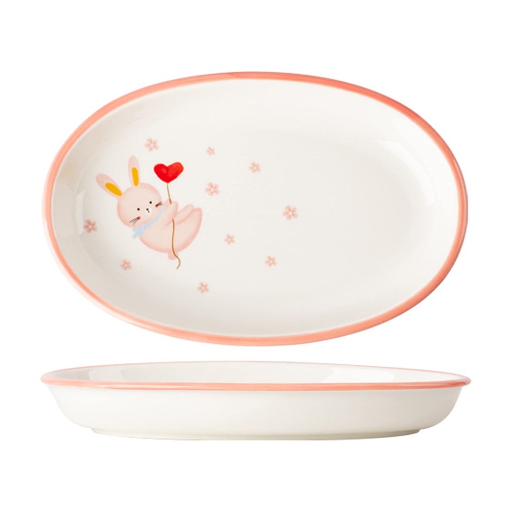 10-inch Oval Ceramic Dinner Plates,Porcelain Fluted Suitable Tableware for Sushi/Steak/Pasta/Pizza,Microwave, Oven, Dishwasher Safe, Scratch Resistant