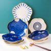 8-inch Dinner Plate Set, Blue and White Serving Plates, Tableware for Dinner/Steak/Main Course, Microwave & Dishwasher Safe (Color : Moon-Night) view 3