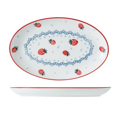 12.5-inch Oval Porcelain Dinner Plates, Ceramic Plate for Dinner/Pasta/Salad/Fruit/Snack, Microwave & Dishwasher Oven Safe, Scratch Resistant