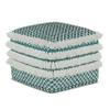 SIMPLIHOME Leah Boho Square Woven Outdoor/ Indoor Pouf in Turquoise and White Recycled PET Polyester for the Living Room, Bedroom and Kids Room view 1