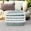 SIMPLIHOME Leah Boho Square Woven Outdoor/ Indoor Pouf in Turquoise and White Recycled PET Polyester for the Living Room, Bedroom and Kids Room view 2