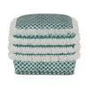 SIMPLIHOME Leah Boho Square Woven Outdoor/ Indoor Pouf in Turquoise and White Recycled PET Polyester for the Living Room, Bedroom and Kids Room view 4