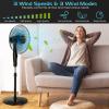 Tangkula Pedestal Fan, Oscillating Standing Fan with Remote Control & 3 Speeds, Free Stand Fan with Adjustable Height, LCD Display, Timer & Double Blades, Ideal for Bedroom, Home, Office view 2