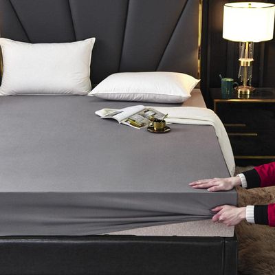 CFYCYHDZHT Bedsheet Set Solid Color Waterproof Deep Pockets Fitted Sheets for Elderly Kids Non Slip Urine Barrier Mattress Protector Grey 150200cm