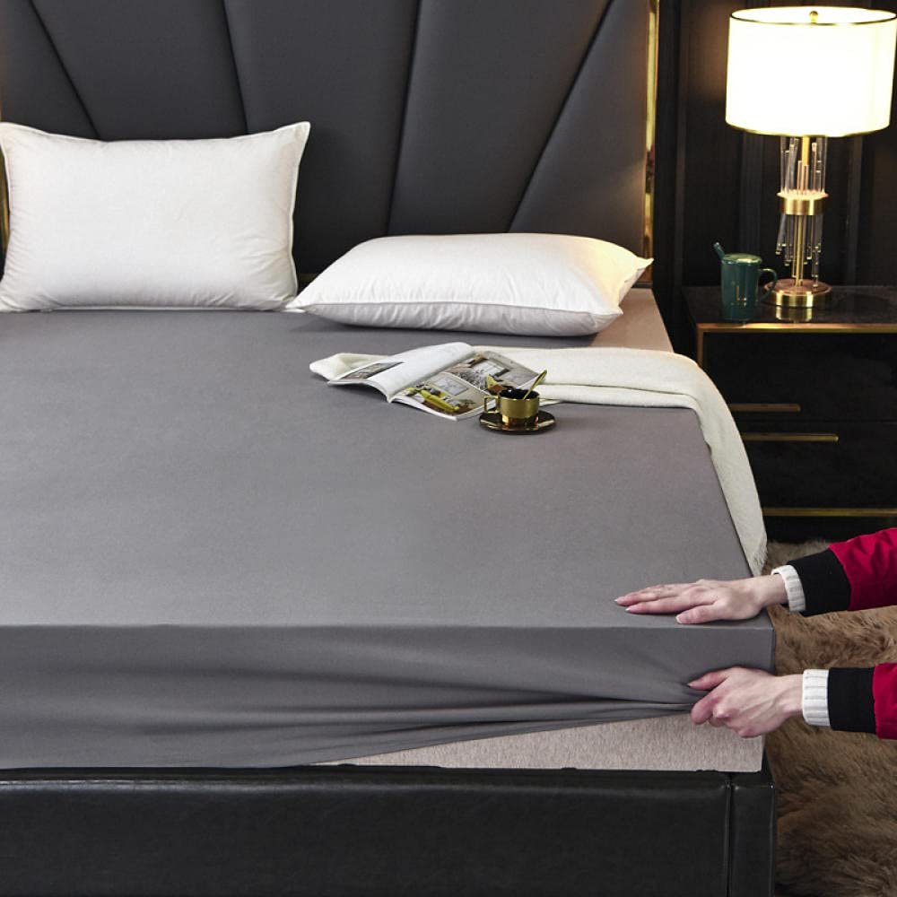CFYCYHDZHT Bedsheet Set Solid Color Waterproof Deep Pockets Fitted Sheets for Elderly Kids Non Slip Urine Barrier Mattress Protector Grey 150200cm