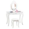 HONEY JOY Kids Vanity Set with Mirror, Toddler Wooden Vanity Table with Stool & Drawer, Removable Top, Princess Pretend Play Beauty Makeup Dressing Table Playset for Little Girls(White) view 2