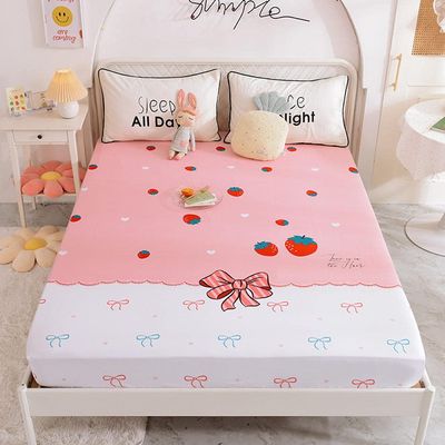 CFYCYHDZHT Comfy Sheets Soft Comfortable Printed Mattress Protector, Cartoon Animation Cotton Fitted Sheets for Children's Bedroom Pink 120200cm