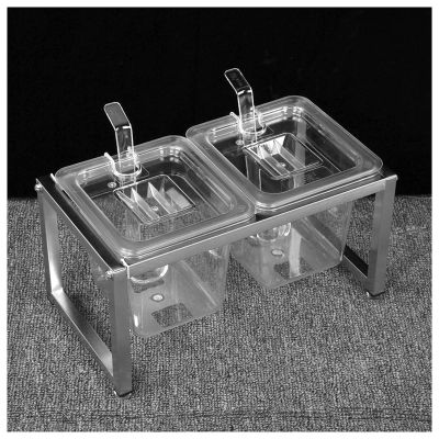 AIZYR Transparent Seasoning Box, Acrylic Storage Container with Stainless Steel Rack, Lid and Spoon for Home Kitchen Spice Tools