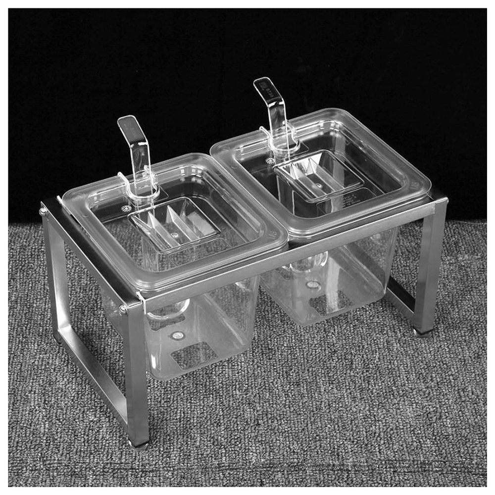 AIZYR Transparent Seasoning Box, Acrylic Storage Container with Stainless Steel Rack, Lid and Spoon for Home Kitchen Spice Tools