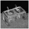 AIZYR Transparent Seasoning Box, Acrylic Storage Container with Stainless Steel Rack, Lid and Spoon for Home Kitchen Spice Tools view 1