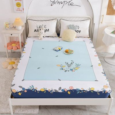 CFYCYHDZHT Bottom Sheets Soft Comfortable Printed Mattress Protector, Cartoon Animation Cotton Fitted Sheets for Children's Bedroom Deer 180200cm