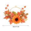 HUIKJI 2Pcs Autumn Wreath,Hanging with Maple Leaves Wreath Light String Sunflower,Fall Leaf Swag for Indoor Outdoor Wall Door Livingroom Decoration 11.8in, Orange (210621XY03-2x2-10439-1908142591) view 2