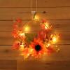 HUIKJI 2Pcs Autumn Wreath,Hanging with Maple Leaves Wreath Light String Sunflower,Fall Leaf Swag for Indoor Outdoor Wall Door Livingroom Decoration 11.8in, Orange (210621XY03-2x2-10439-1908142591) view 3