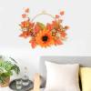 HUIKJI 2Pcs Autumn Wreath,Hanging with Maple Leaves Wreath Light String Sunflower,Fall Leaf Swag for Indoor Outdoor Wall Door Livingroom Decoration 11.8in, Orange (210621XY03-2x2-10439-1908142591) view 4