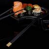 1 Pair Reusable Natural Black Ebony Wood Chopsticks, Lightweight Easy to Use Wood Chop Sticks Gift Set With Rest, Square Handle view 2