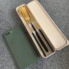 Stainless Steel Portable Chopsticks Spoon Set, 4pcs Travel Utensils Cutlery Set, Including Fork Chopsticks Spoon with Case view 3