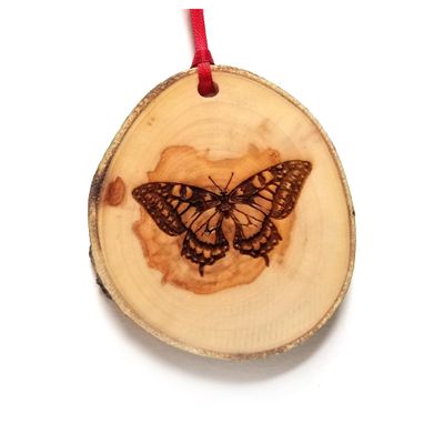 Butterfly Wood Ornament, Tree Slice Decorative Butterfly Hanging