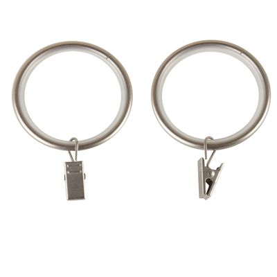 1-7/8 inch Noise-Canceling Curtain Rings w/Clip (Set of 10) - Satin Nickel