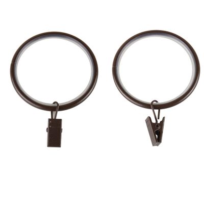 1-7/8 inch Noise-Canceling Curtain Rings w/Clip (Set of 10) - Cocoa