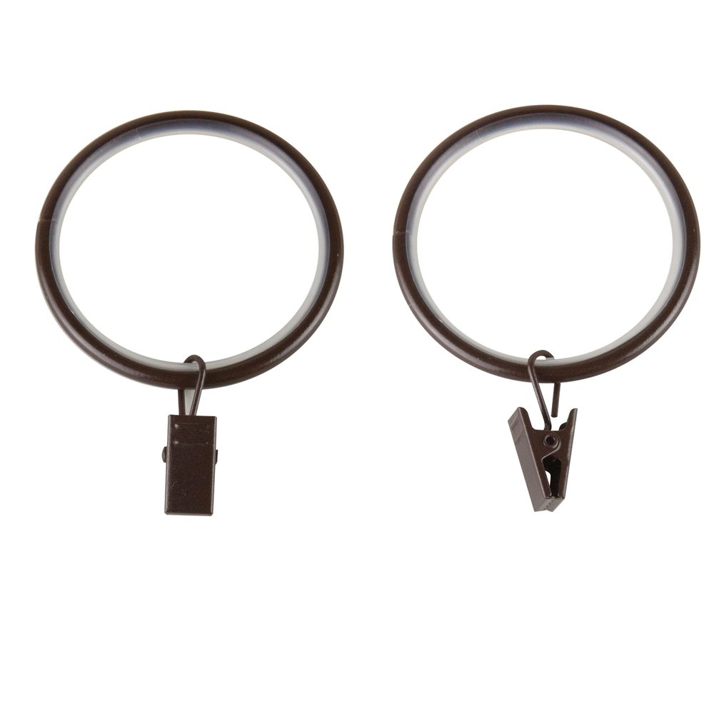 1-7/8 inch Noise-Canceling Curtain Rings w/Clip (Set of 10) - Cocoa