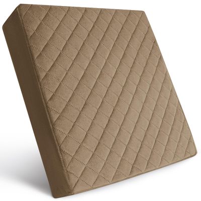 COMFORTANZA Soft 18x18x3 Memory Foam Seat Cushion for Kitchen, Dining, Office Chairs, Cars - Washable Velvety Cover with Waterproof Layer & Non-Slip Base - Comfort & Back Pain Relief - Brown
