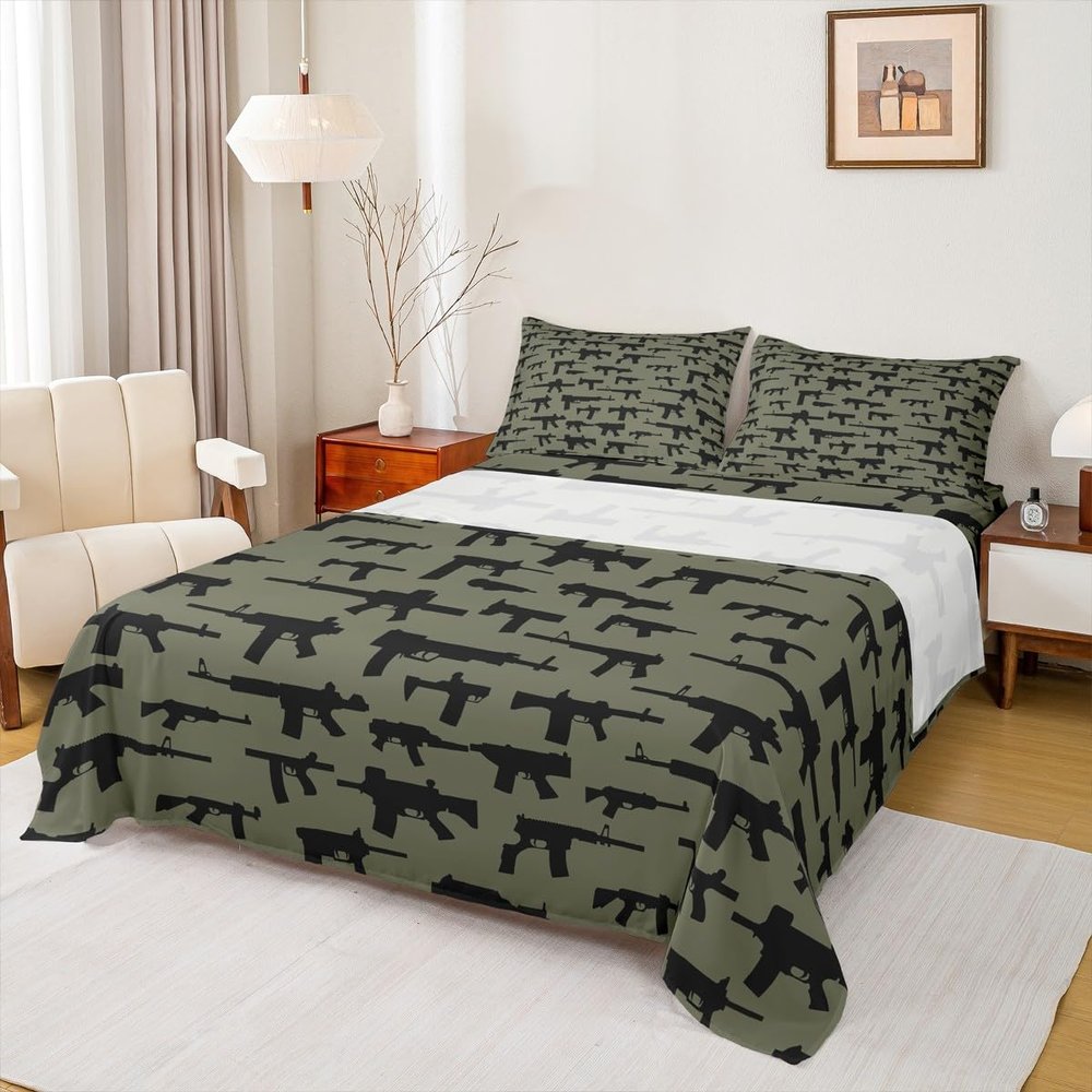Erosebridal Machine Guns Bed Sheet Set Twin Size for Boys Teens Men