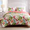 Greenland Home Tropics Palm Leaves Coastal Cotton Blend Quilt Set, 3-Piece King/Cal King, Coral view 1