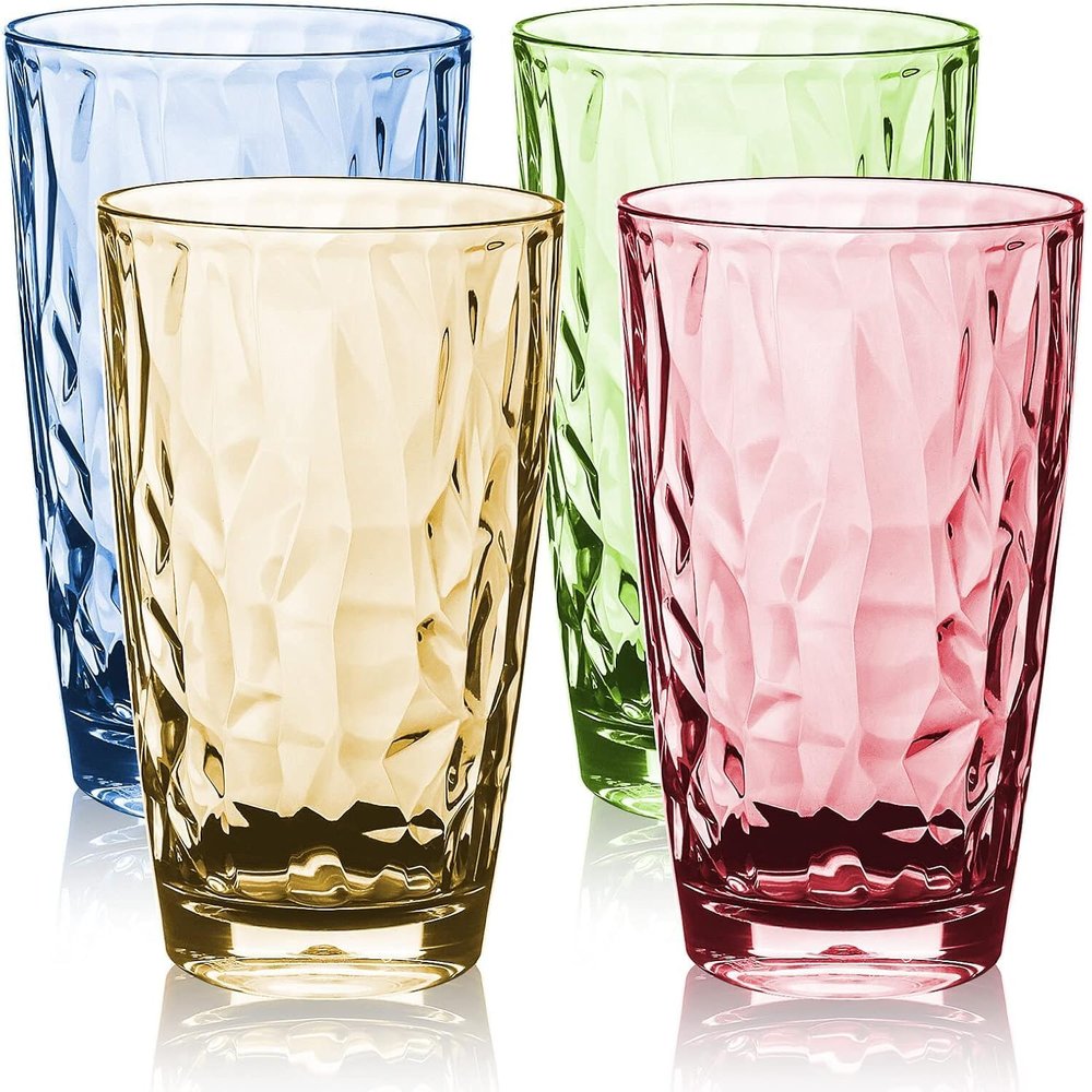 16 oz Plastic Tumblers Drinking Glasses, Clear Acrylic Drinking Cups Wine Glasses Beverage Cups Tumbler for Poolside Party, Outdoor&Indoor, Stackable, Dishwasher Safe, Easy to Clean, Large Capacity