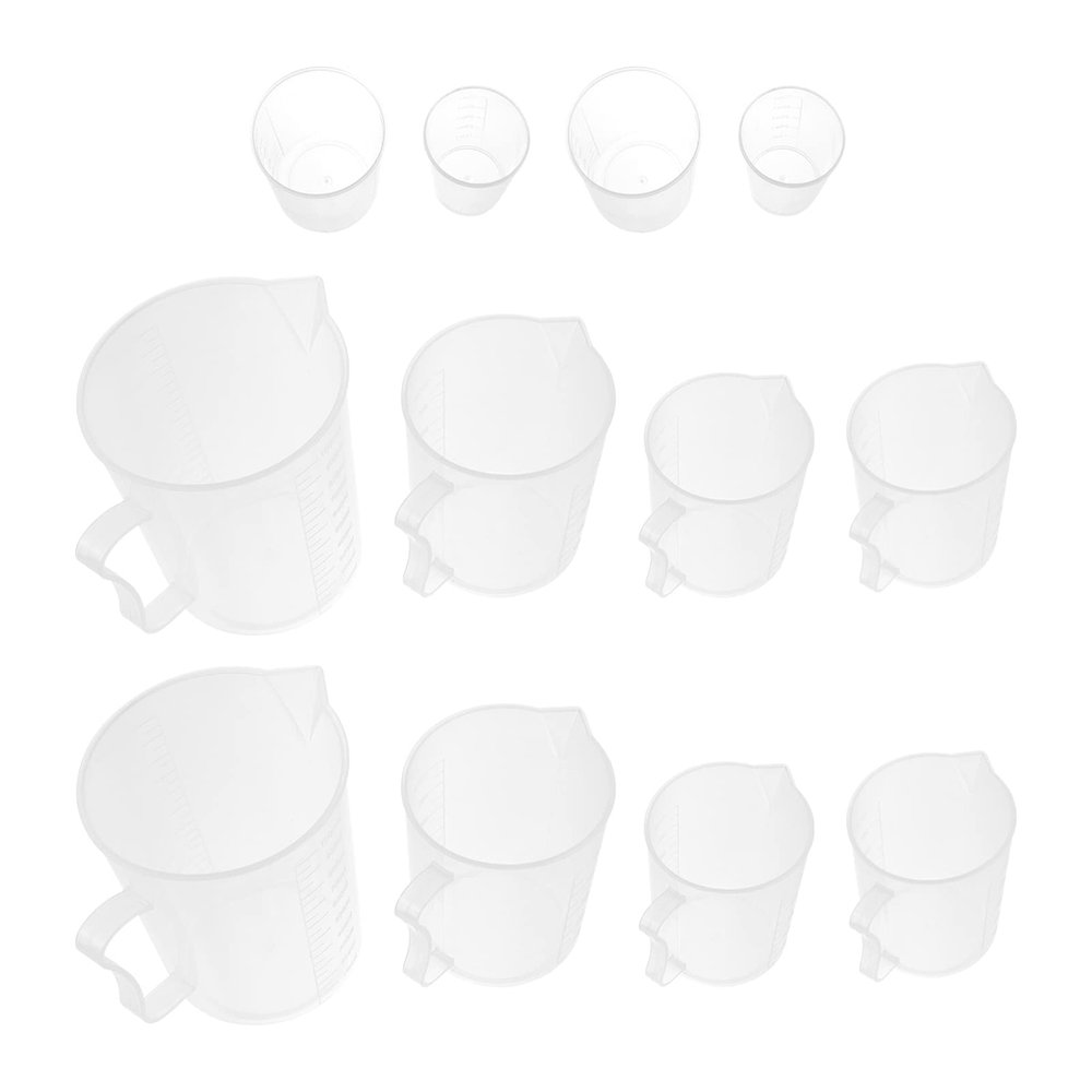 12pcs Measuring Cup Measuring Jug Plastic Mixing Cup Kitchen Measure Household Tools Measuring Tools Epoxy Cup Small Pouring Resin Measuring Pitcher Liquid Plastic Pot re-usable