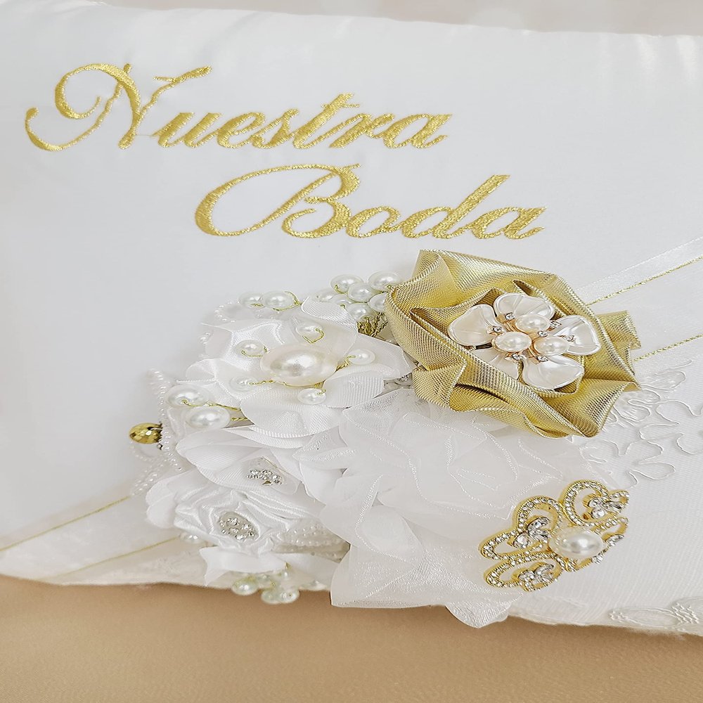 A&C Quinceaeras and More Wedding Pillow, Wedding Kneeling Pillow, Wedding Gift, Wedding Decorations Wedding Money box552 (Ivory Silver, Card Box)