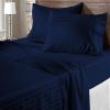 100% Egyptian Cotton 600 Thread Count 7 Pc Bed Sheets-Split King Size, Deep Pocket Upto 18-20'' Sheet Set,Royal Blue Stripe view 1