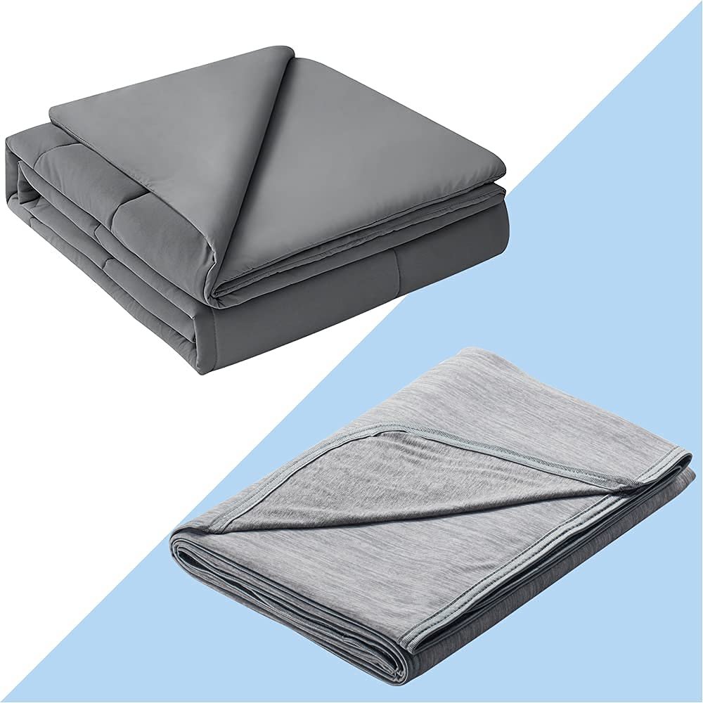 Elegear Revolutionary Cooling Blanket 59" x 79" Gray and Cooling Comforter 59" x 79" Gray Bundle