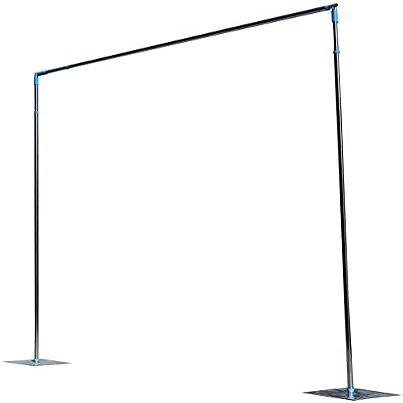 Adjustable Curved Pipe and Drape Backdrop Support Kit w/Weighted Steel Base Telescopic Pole Pipe Drape Balloon Column Arch Curtain Frame Set Design for Ceremony Birthday Party (10ft X 10ft, Sliver)