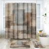 ArtSocket Beige Grey Abstract Bathroom Set with Shower Curtain and Rugs Accessory, Painting Brown Abstract Shower Curtain for Bathroom Decor 4 Pcs view 1