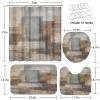 ArtSocket Beige Grey Abstract Bathroom Set with Shower Curtain and Rugs Accessory, Painting Brown Abstract Shower Curtain for Bathroom Decor 4 Pcs view 2