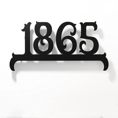 Art Nouveau 2 Modern House Numbers - Black with Black Acrylic - Contemporary Home Address - Number Sign - Door Number - Room Number (2 Numbers 4" / 10 cm, Matte Black)