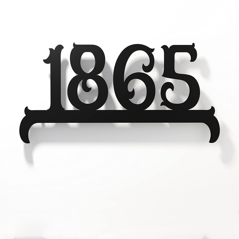 Art Nouveau 2 Modern House Numbers - Black with Black Acrylic - Contemporary Home Address - Number Sign - Door Number - Room Number (2 Numbers 4" / 10 cm, Matte Black)
