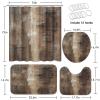 ArtSocket Burnt Brown Grey Bathroom Set with Shower Curtain and Rugs Accessory, Abstract Painting Modern Abstract Shower Curtain for Bathroom Decor 4 Pcs view 2