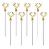 8pcs Metal Cocktail Stick, 4.5" Deer Head Martini Olive Skewers Decor Picks view 1