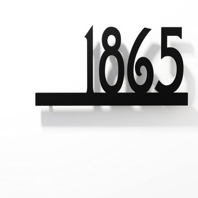 Art Nouveau 3 Modern House Numbers - Black with Black Acrylic - Contemporary Home Address - Number Sign - Door Number - Room Number (3 Numbers 6" / 15 cm, Matte White)