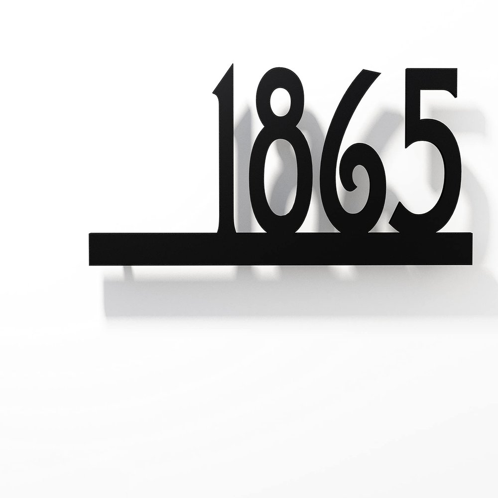 Art Nouveau 3 Modern House Numbers - Black with Black Acrylic - Contemporary Home Address - Number Sign - Door Number - Room Number (3 Numbers 6" / 15 cm, Matte White)