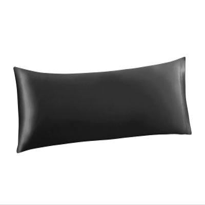 Ersmak Satin Body Pillow Cover, 20x54 Inches Black Ultra Soft Satin Body Pillow Case for Hair and Skin, Silky Slip Cooling Long Side Satin Body Pillow Pillowcase with Envelope Closure