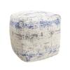 Pasargad Home Grandcanyon Distressed Cotton, Jacquard Woven Pouf- Polly Beads Stuffed Pouf- Sitting, Foot Stool - Square Poufs for Living Room - Luxury Room Decor, 20"x20"x20", Ivory/Blue view 1
